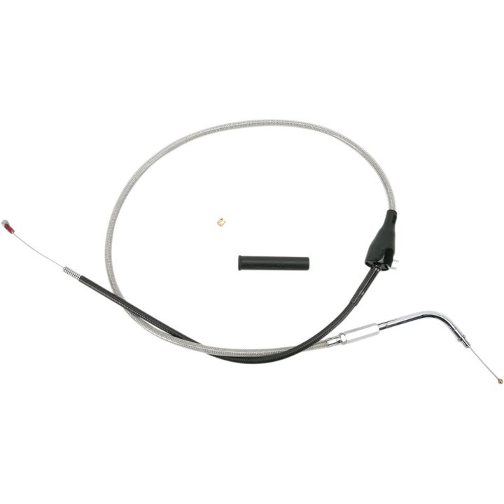 Cable de ralentí trenzado de acero inoxidable — 105,5 cm carcasa, 12,4 cm recorrido, plateado