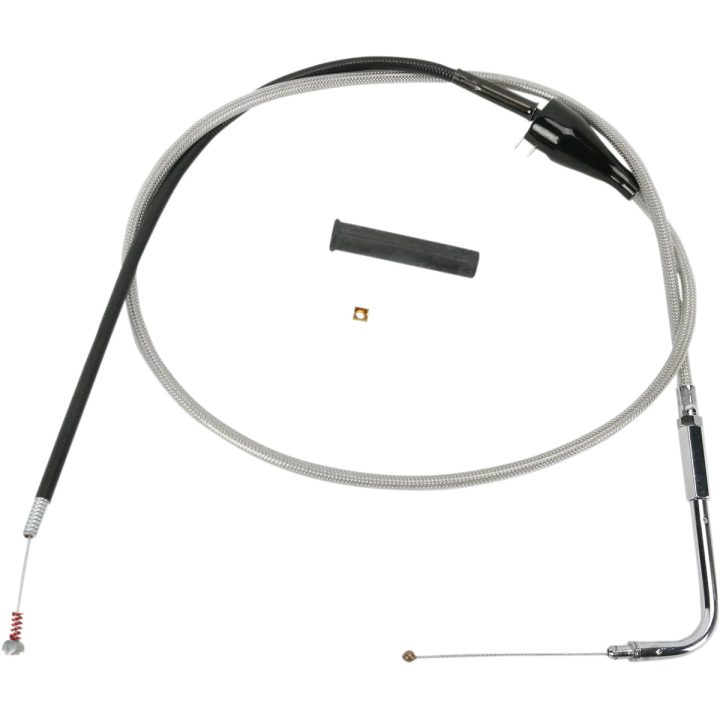 Cable de ralentí trenzado de acero inoxidable — 127 cm (50") , codo 90°, plateado