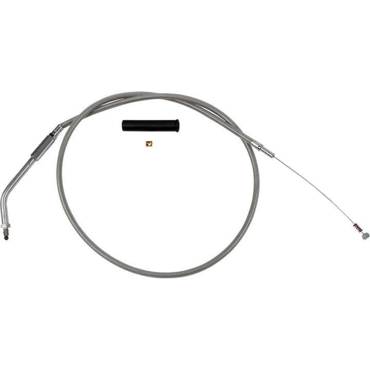 Cable de ralentí trenzado de acero inoxidable — 92.5 cm de carcasa, codo 45°, plateado