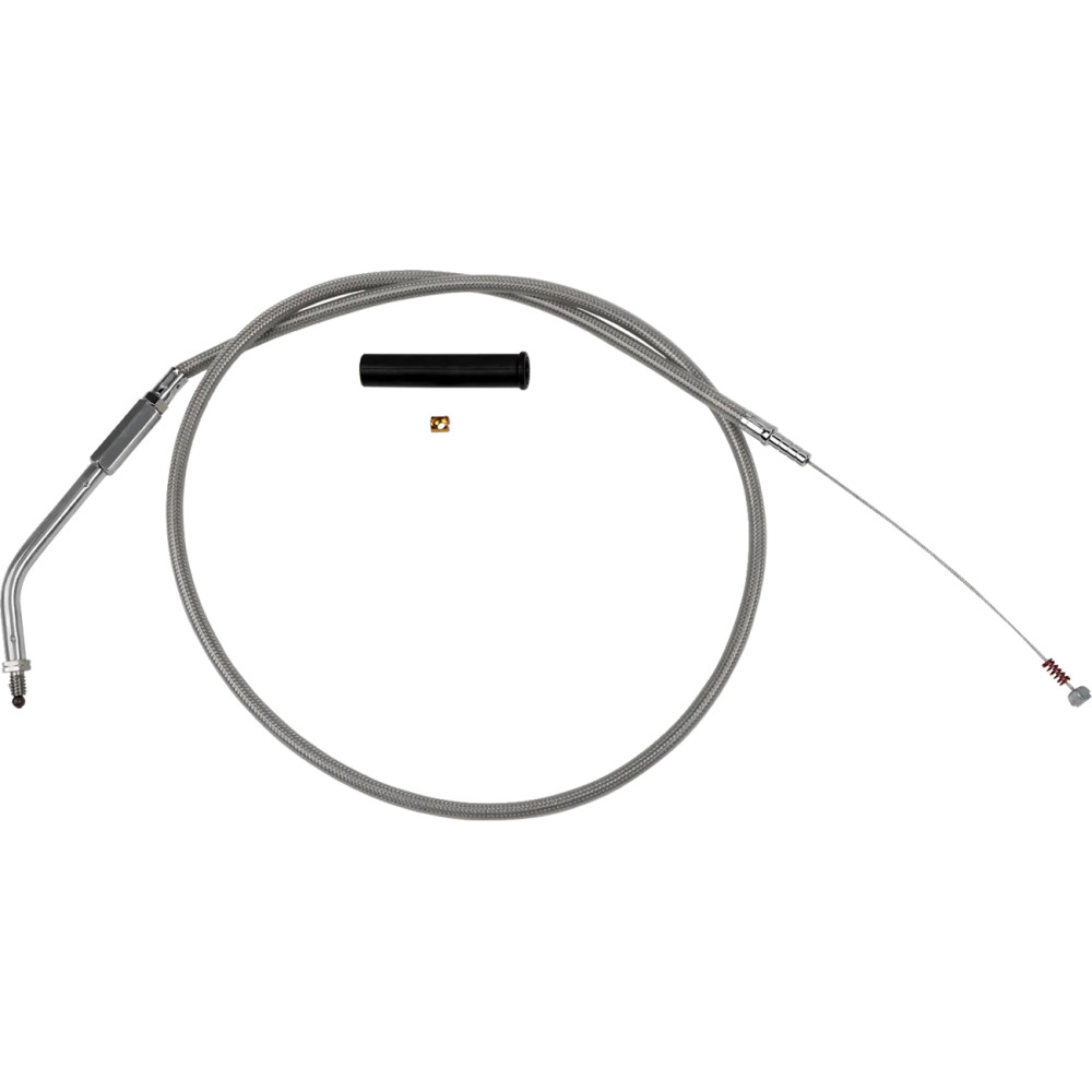 Stainless Braided Idle Cable — 92.5 cm housing, 45° elbow, Silver