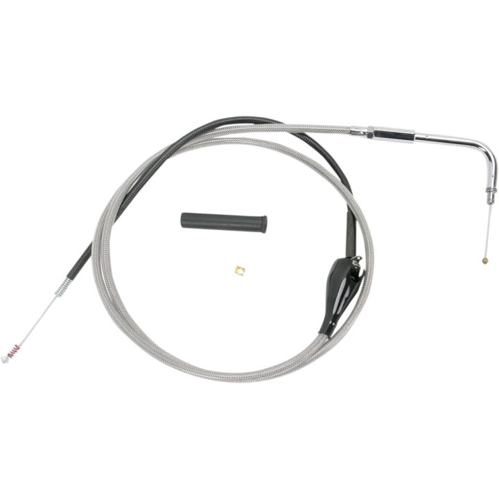 Cable de ralentí trenzado de acero inoxidable — 142 cm (56") carcasa, codo 90°
