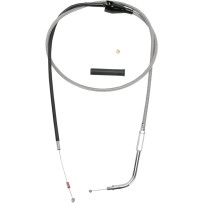 Stainless Braided Idle Cable — 48" housing, 70° elbow, silver