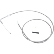 Stainless Braided Throttle Cable — 142 cm (56") housing, 90° elbow, silver