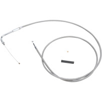 Stainless Braided Throttle Cable — 142 cm (56") housing, 90° elbow, silver