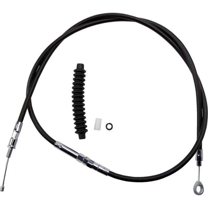 Cable de embrague de vinilo negro de alta eficiencia — 159 cm (62-11/16"), ajustador 82 cm (32-5/16"), recorrido 70 mm (2-3/4")