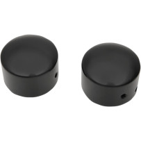 Axle Caps — Black gloss, front mount, aluminum, pair
