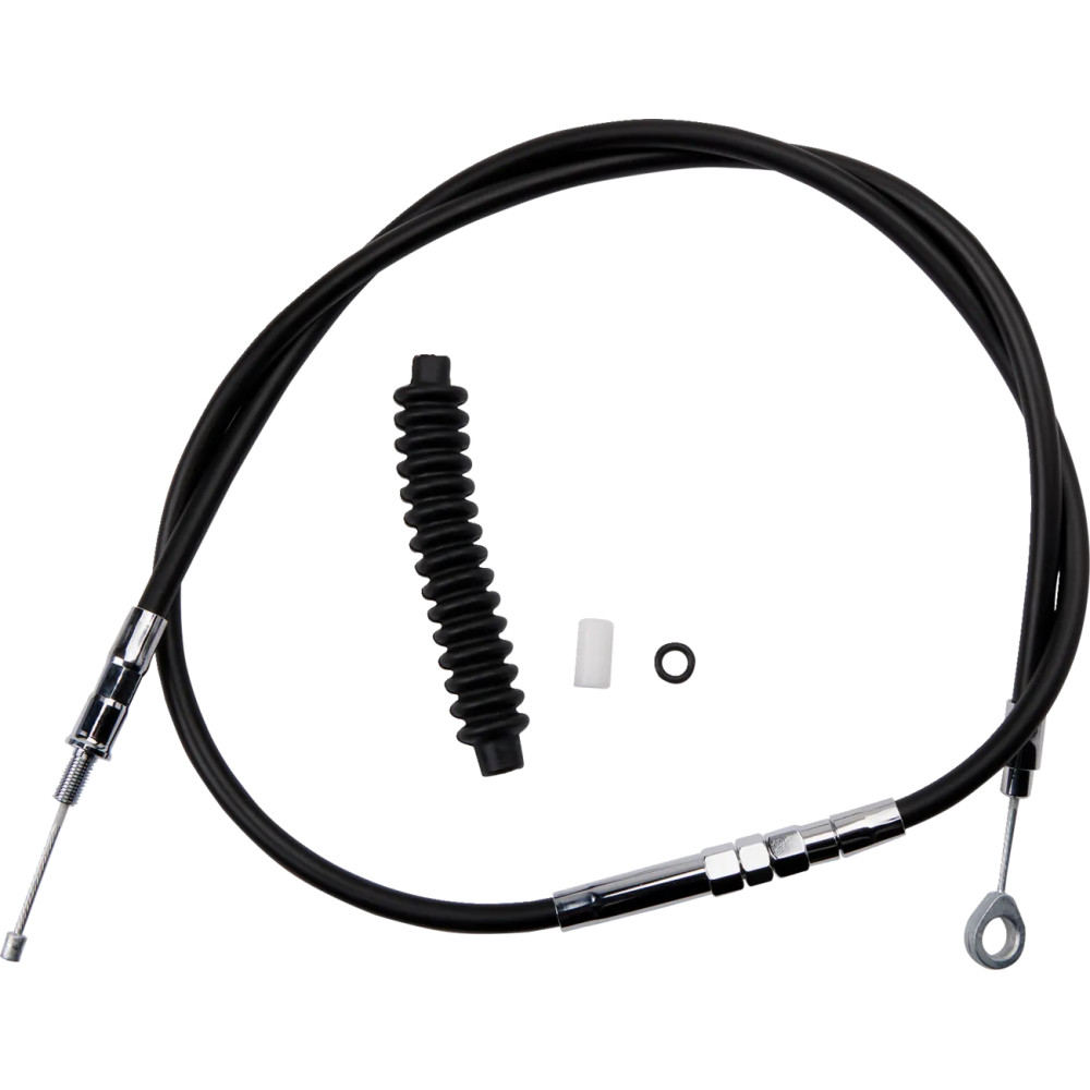 High-Efficiency Black Vinyl Clutch Cable — 134 cm housing, 60 cm adjuster, 65 mm travel