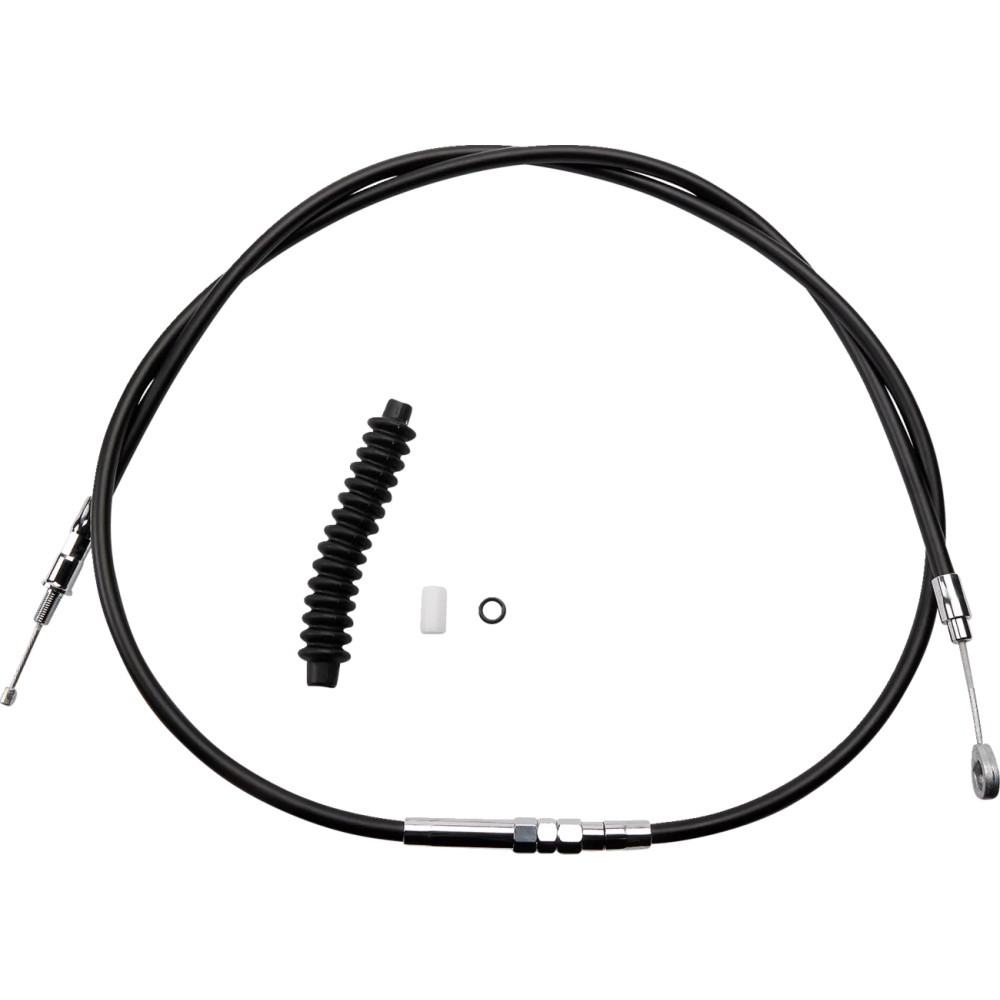 High-Efficiency Black Vinyl Clutch Cable — 184.5 cm housing, 83.5 cm adjuster, 70 mm travel