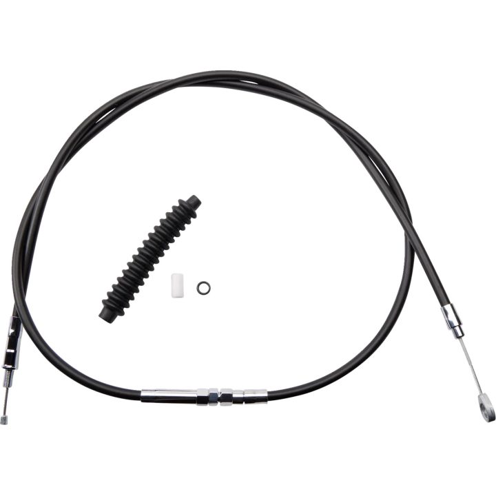 Cable de embrague de vinilo negro de alta eficiencia — Largo de carcasa 169.5 cm (66-11/16"), posición del ajustador 83.5 cm (32-15/16"), recorrido 70 mm