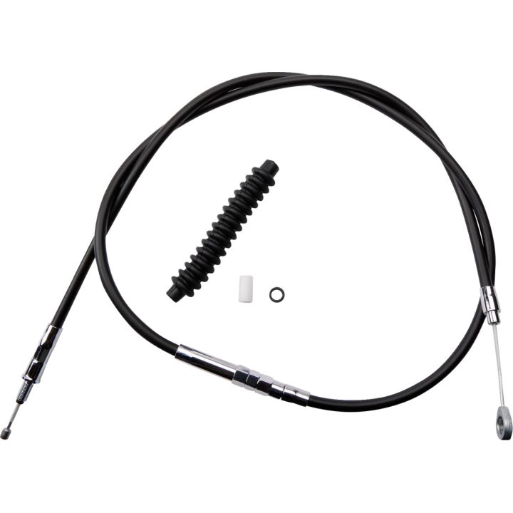 Cable de embrague de vinilo negro de alta eficiencia — 149 cm funda, 83 mm recorrido, 80 cm ajustador