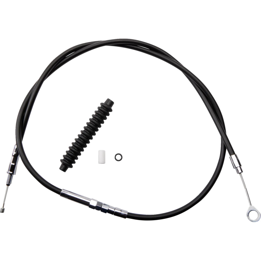 High-Efficiency Black Vinyl Clutch Cable — 154 cm housing, 80 cm adjuster, 83 mm travel