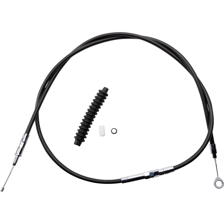 Cable de embrague de vinilo negro de alta eficiencia — 174.5 cm carcasa, 80 cm ajustador, 83 mm recorrido