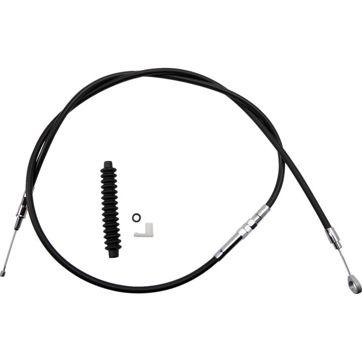Cable de embrague de vinilo negro de alta eficiencia — Carcasa 169,5 cm, Tamaño +10 cm, Recorrido 98 mm, Ajustador 64,5 cm