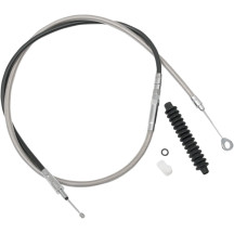 High-Efficiency Braided Stainless Steel Clutch Cable — 159 cm housing, 70 mm travel, adjuster 82 cm, Chrome
