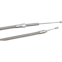 High-Efficiency Braided Stainless Steel Clutch Cable — 135.5 cm housing, 17 cm travel, bottom adjuster, chrome finish