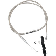 High-Efficiency Braided Stainless Steel Clutch Cable — 159 cm housing, 83 mm travel, 80 cm adjuster, chrome