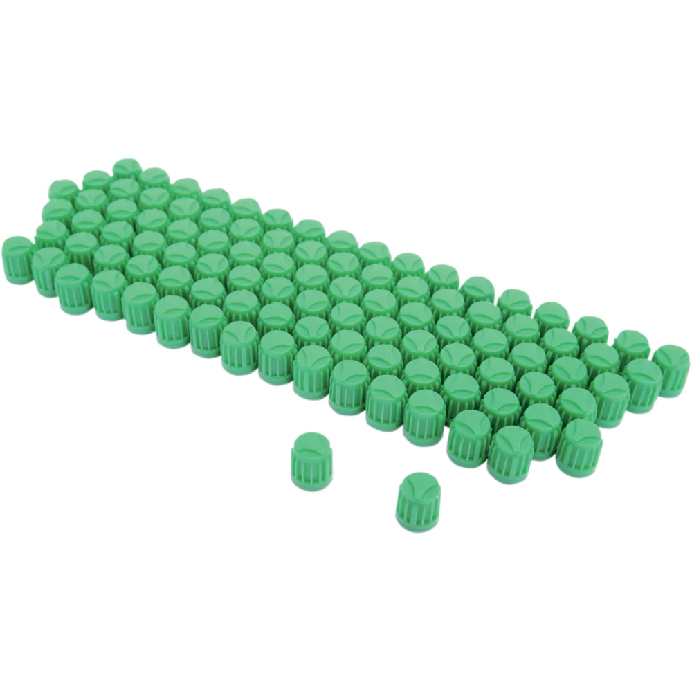 Replacement Valve Stem Cap — 100 pack, green, aluminum