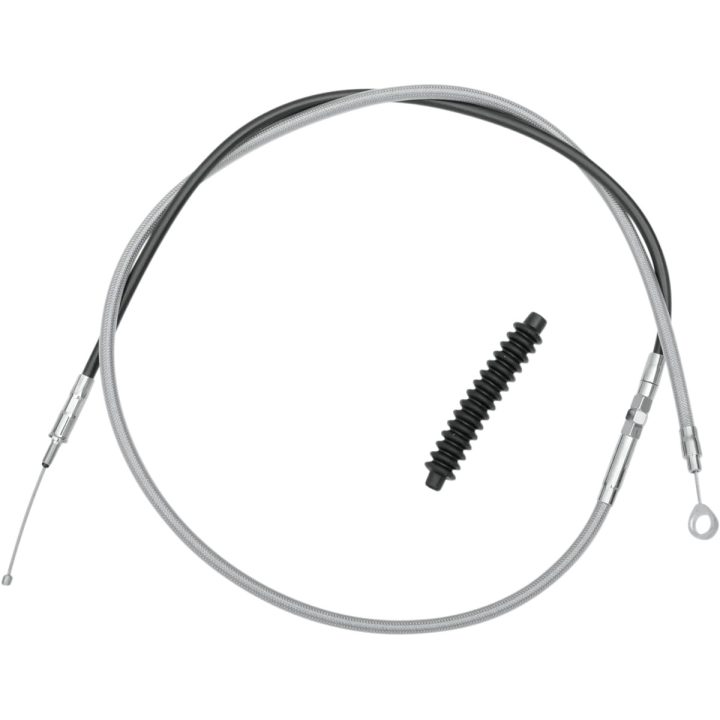 Cable de embrague trenzado de acero inoxidable de alta eficiencia — carcasa 180 cm, tamaño +20,3 cm, recorrido 98 mm, ajustador 64,5 cm, cromado