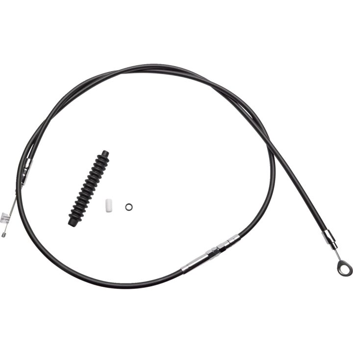 Cable de embrague de vinilo negro de alta eficiencia — 203 cm (80"), ajustador 80 cm (31-1/2"), recorrido 76 mm (3")