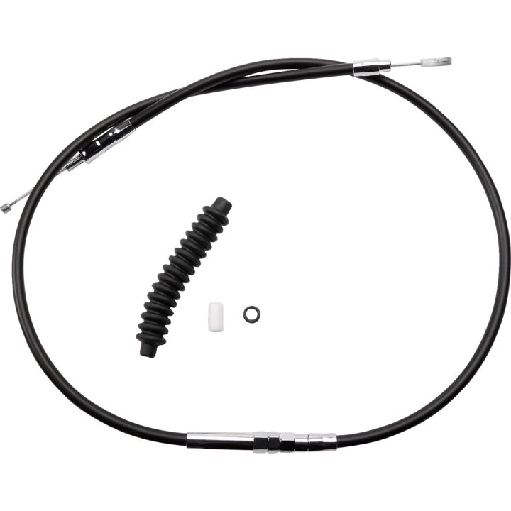 Cable de embrague de vinilo negro de alta eficiencia — 127 cm carcasa, 66 cm ajustador, 70 mm recorrido, Negro