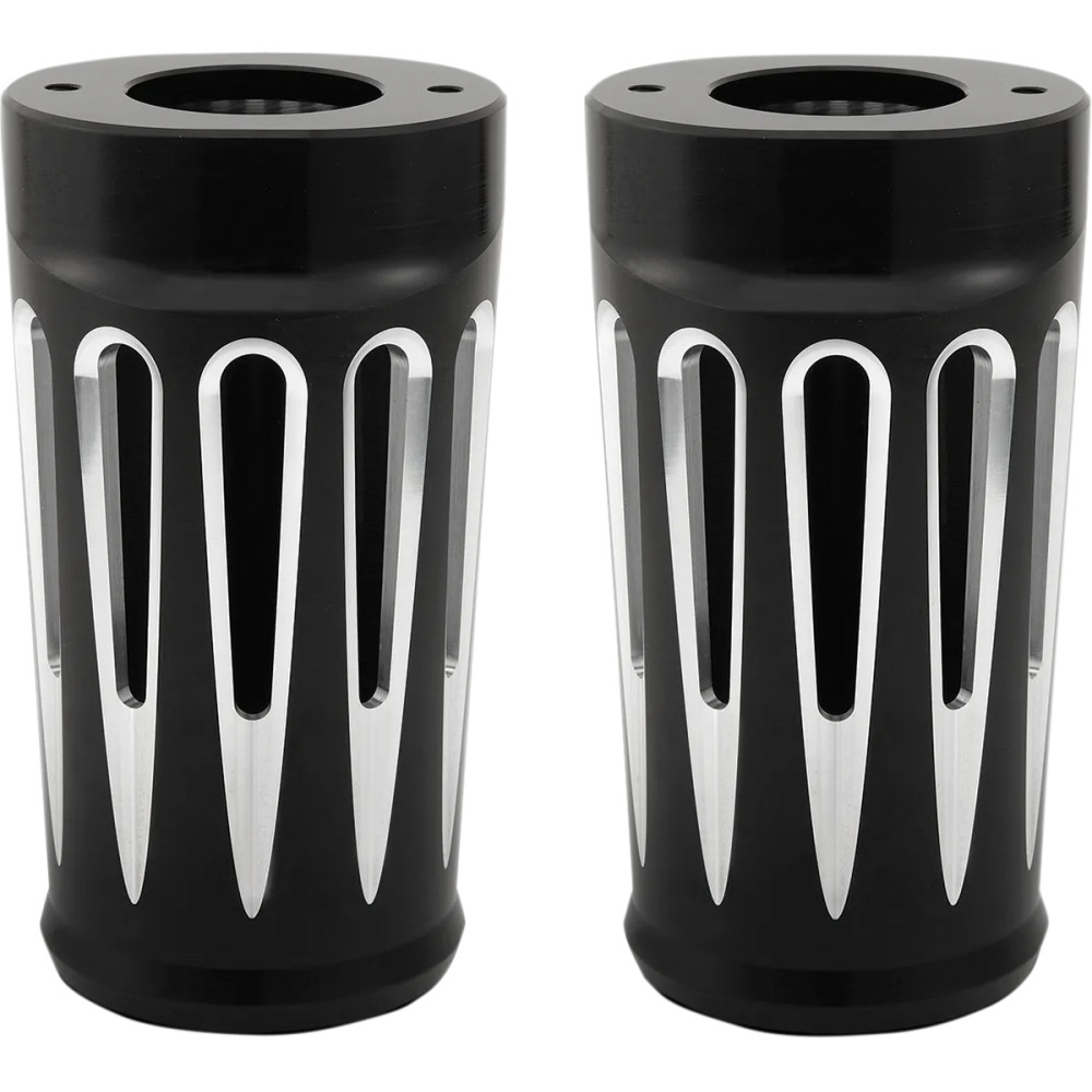 Aluminum Fork Boot Covers — standard and +2" length, black or silver anodized