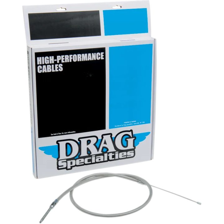 Cable de embrague trenzado de acero inoxidable de alta eficiencia — 139,5 cm (55") longitud de carcasa, 17 cm (6-11/16") recorrido, ajustador inferior, cromo