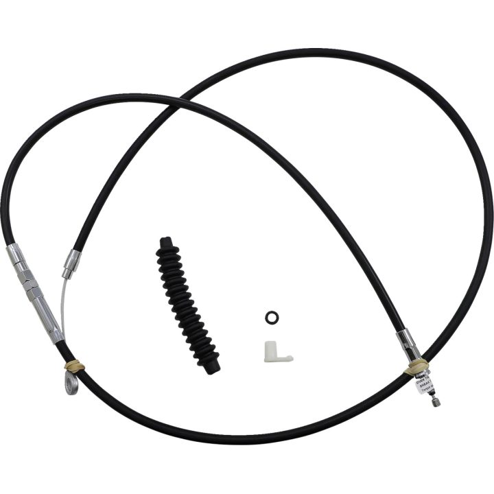 Cable de embrague negro de alta eficiencia — carcasa 188 cm (74"), ajustador 65 cm (25-1/2"), recorrido 89 mm (3-1/2")