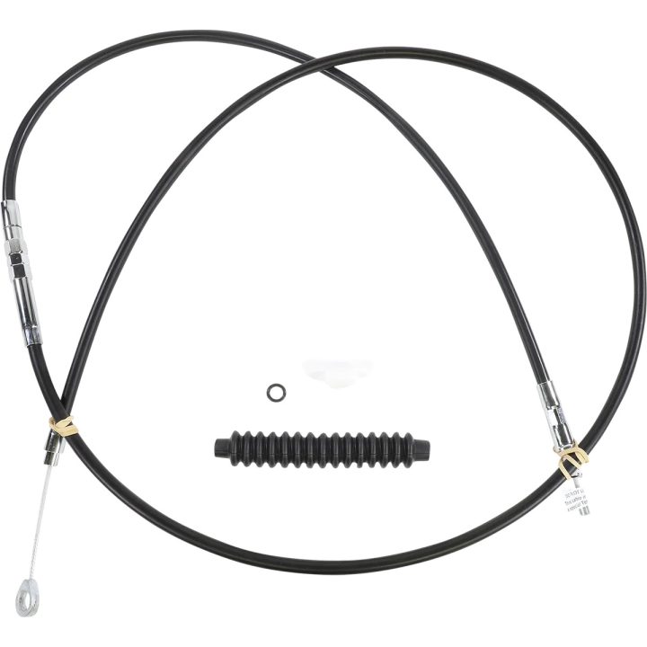Cable de embrague de vinilo negro de alta eficiencia — 76" de carcasa, ajustador 25-1/2", recorrido 3-1/2"