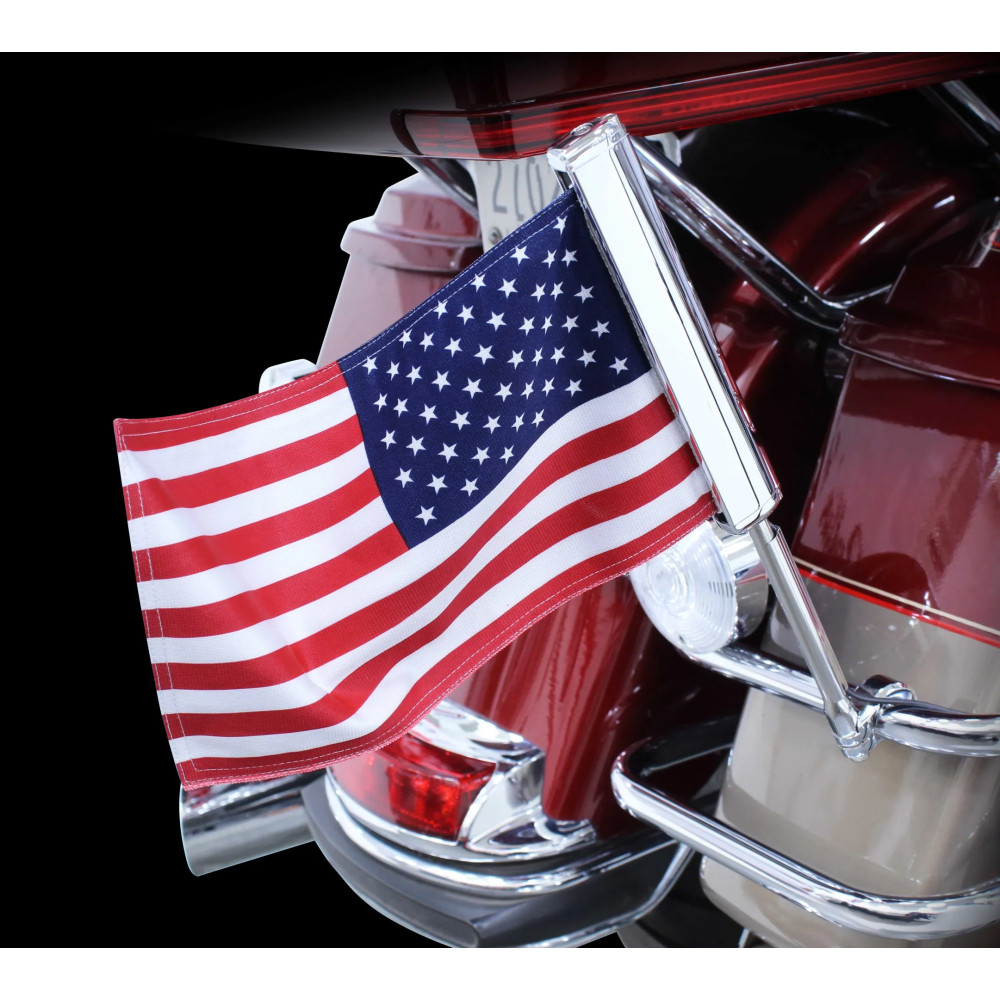 Soporte para asta con LED — 3/4" redondo, montaje trasero, negro