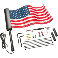 Mástil iluminado LED con bandera estadounidense — 31,75 cm, 12V, abrazadera 6,4 mm, negro