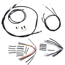 Complete Black Vinyl Handlebar Cable/Line Kit for Ape Hangers — 16" fit, Ape Hanger, non-ABS