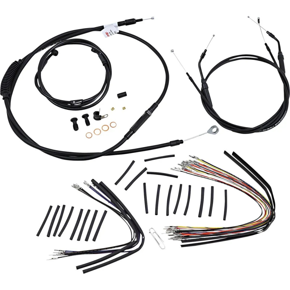 Complete Black Vinyl Handlebar Cable/Line Kit for Ape Hangers — 16"