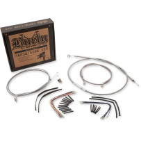 Kit completo de cables y latiguillos trenzados de acero inoxidable — Ajuste para manillares 35,5 cm (14"), Ape hanger, sin ABS