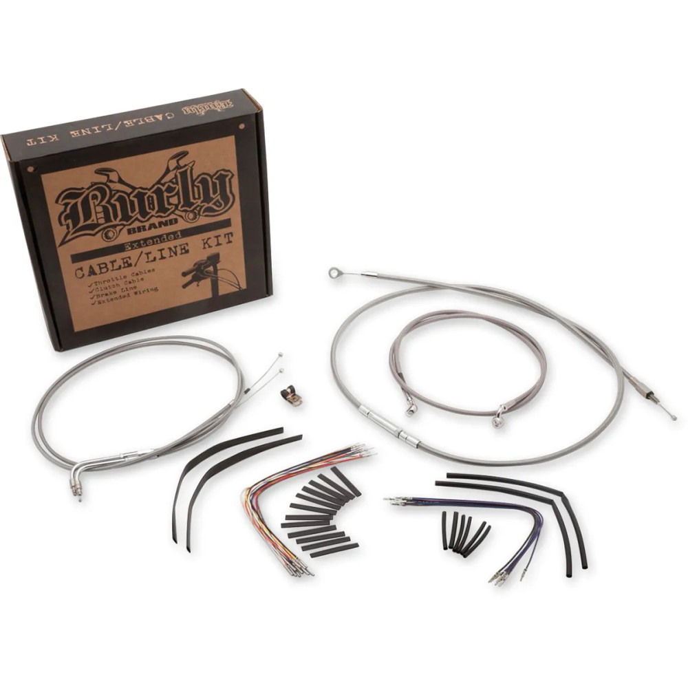 Kit completo de cables y latiguillos trenzados de acero inoxidable — Ajuste para manillares 35,5 cm (14"), Ape hanger, sin ABS
