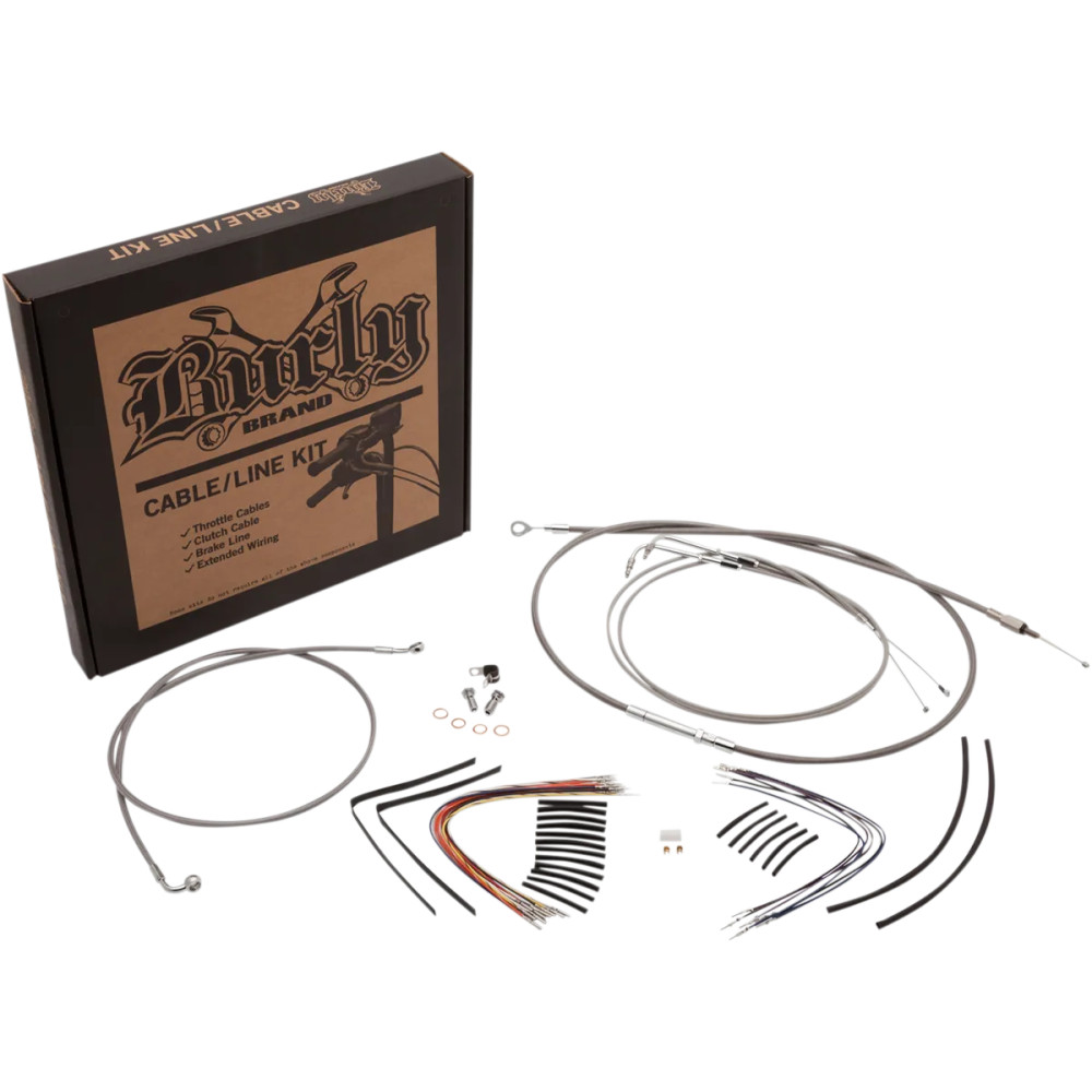 Kit completo de cables y líneas de freno trenzadas de acero inoxidable — compatible con manillares de 35.5 cm (14"), Ape Hanger,