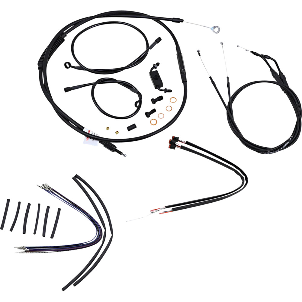 Complete Black Vinyl Handlebar Cable/Line Kit for Ape Hangers — 12" handlebar height, Ape Hanger, Black