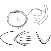 Kit completo de cables/latiguillos trenzados de acero inoxidable para manillar — 35.5 cm (14") de altura de manillar, apto para 