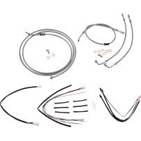 Complete Stainless Braided Handlebar Cable/Brake Line Kit — 35.5 cm (14") handlebar height, ape hanger fit