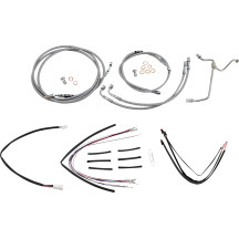 Complete Stainless Braided Handlebar Cable/Brake Line Kit — 18" ape hanger fit