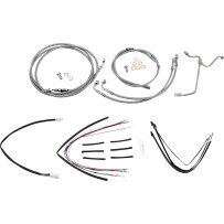 Complete Stainless Braided Handlebar Cable/Brake Line Kit — 18" ape hanger fit