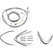 Complete Stainless Braided Handlebar Cable/Brake Line Kit — Fits 16" ape hanger, Natural