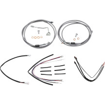 Complete Stainless Braided Handlebar Cable/Brake Line Kit — 45.5 cm (18") ape hanger