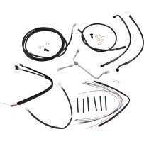 Complete Black Vinyl Handlebar Cable/Line Kit for Ape Hangers — 16" height, Ape hanger