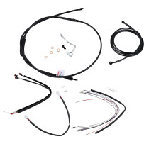 Complete Black Vinyl Handlebar Cable/Line Kit for Ape Hangers — 18" fit, ABS