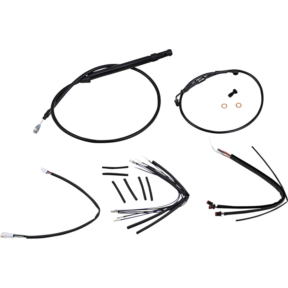 Handlebar Cable and Brake Line Kit for Burly Ape Handlebars — 35.5 cm (14"), Ape hanger, ABS, Black