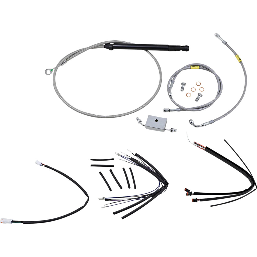 Handlebar Cable and Brake Line Kit for Burly Ape Handlebars — 18" (45.5 cm), Ape hanger/Gorilla, Silver