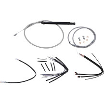 Handlebar Cable and Brake Line Kit for Burly Ape Handlebars — Fits 14" (35.5 cm) Ape Hanger, Silver