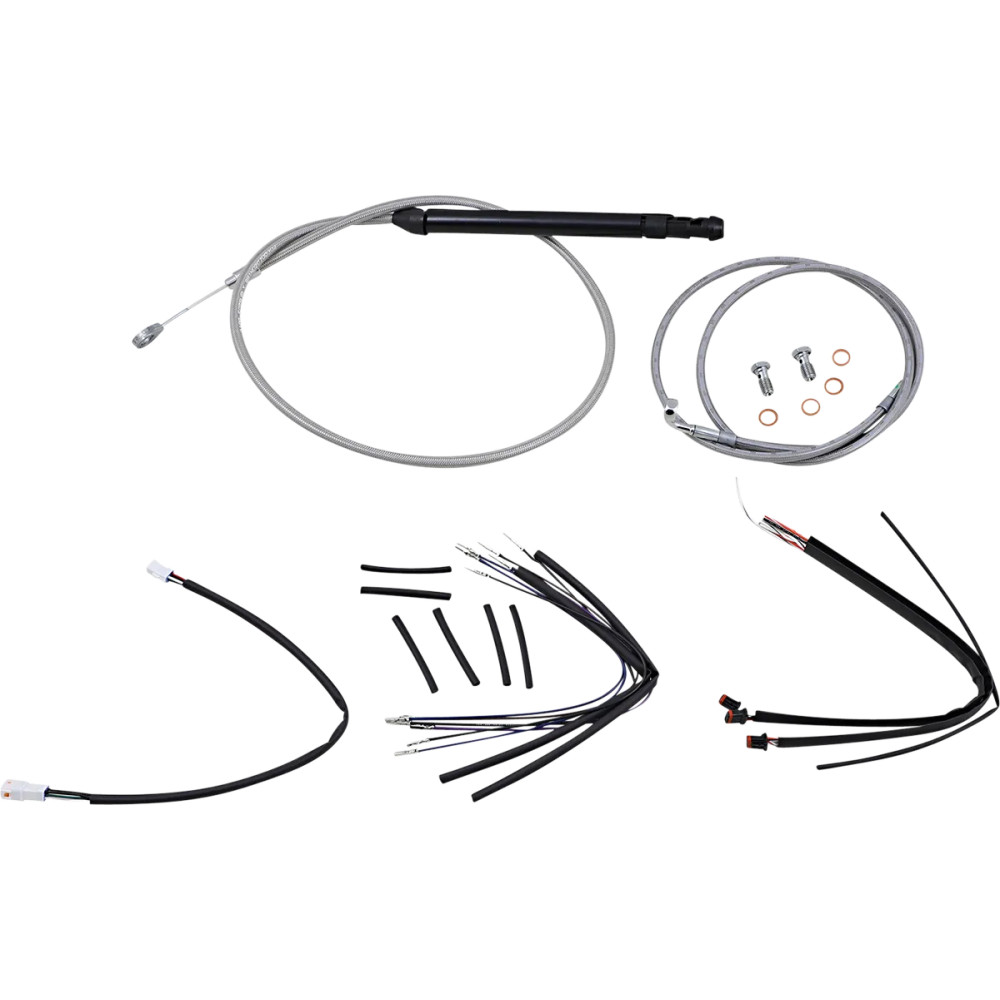 Handlebar Cable and Brake Line Kit for Burly Ape Handlebars — Fits 14" (35.5 cm) Ape Hanger, Silver
