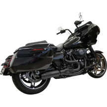 2-into-1 Mid-Length Super Bike Exhaust System — 4" muffler, straight can, black end cap