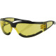 Gafas Shield II — Montura mediana, ancho 140 mm, lente 75×45 mm, puente 15 mm, Negro, lente amarilla